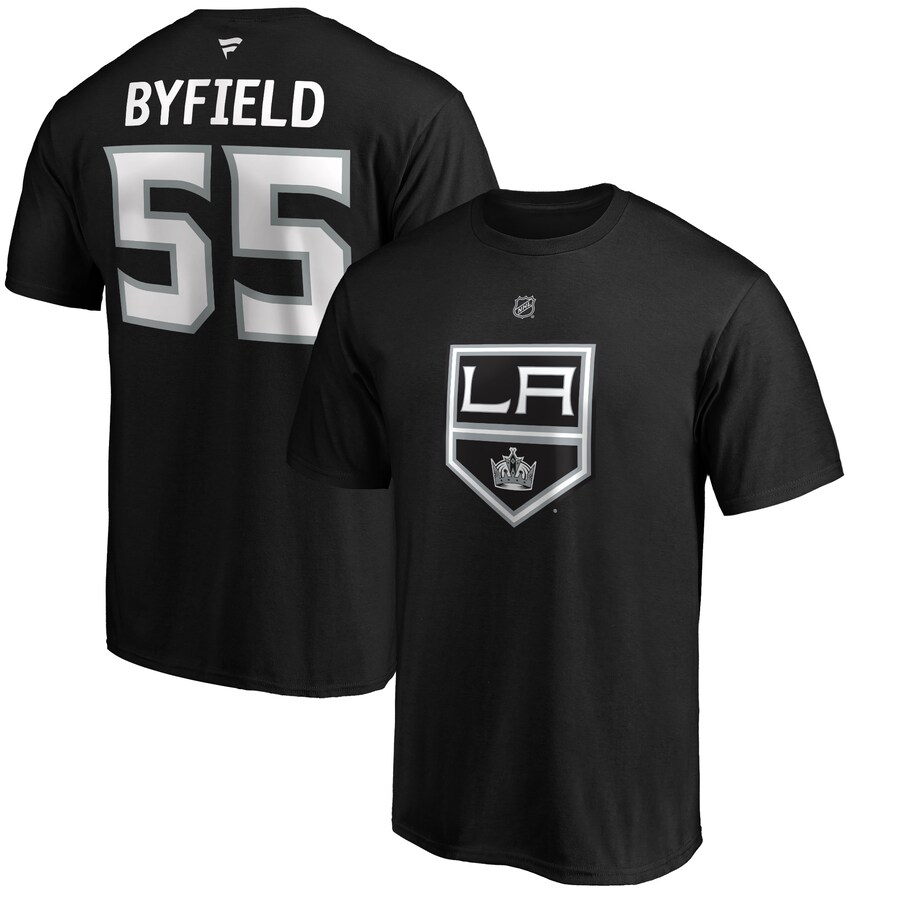 Men's Los Angeles Kings Quinton Byfield Fanatics Black Authentic Stack Name & Number T-Shirt - Puhuasuan