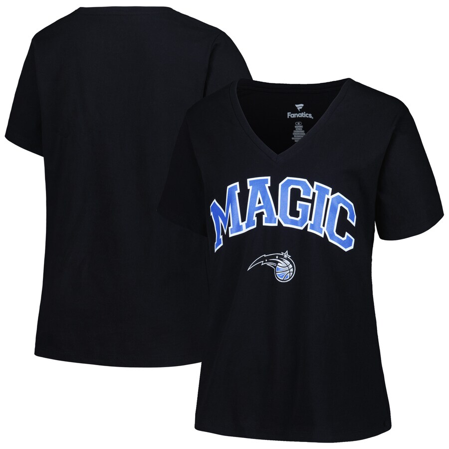 Women's Orlando Magic Profile Black Plus Size Arch Over Logo V-Neck T-Shirt - Puhuasuan
