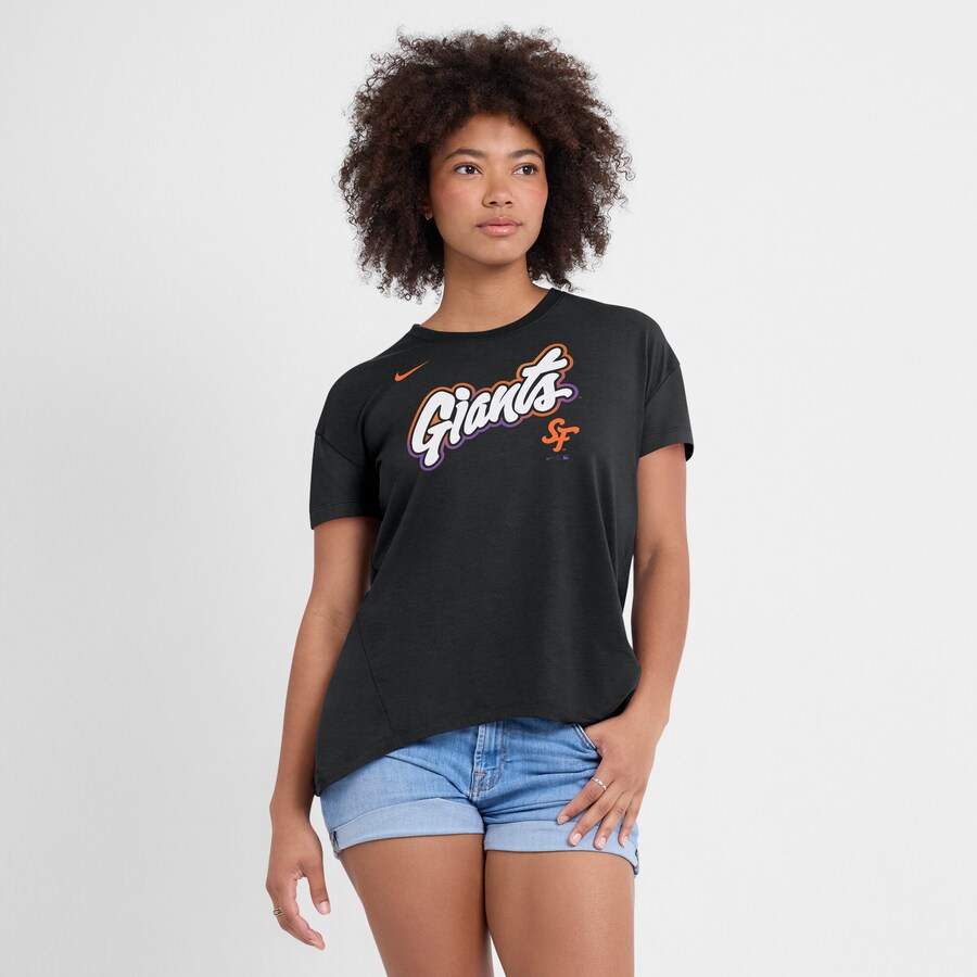 Women's San Francisco Giants Nike Black 2025 City Connect Flowy Fashion Tri-Blend Performance T-Shirt - Puhuasuan