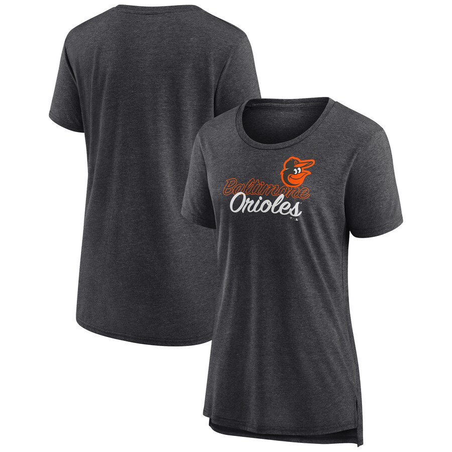 Women's Baltimore Orioles Gray Practice Time Tri-Blend T-Shirt - Puhuasuan