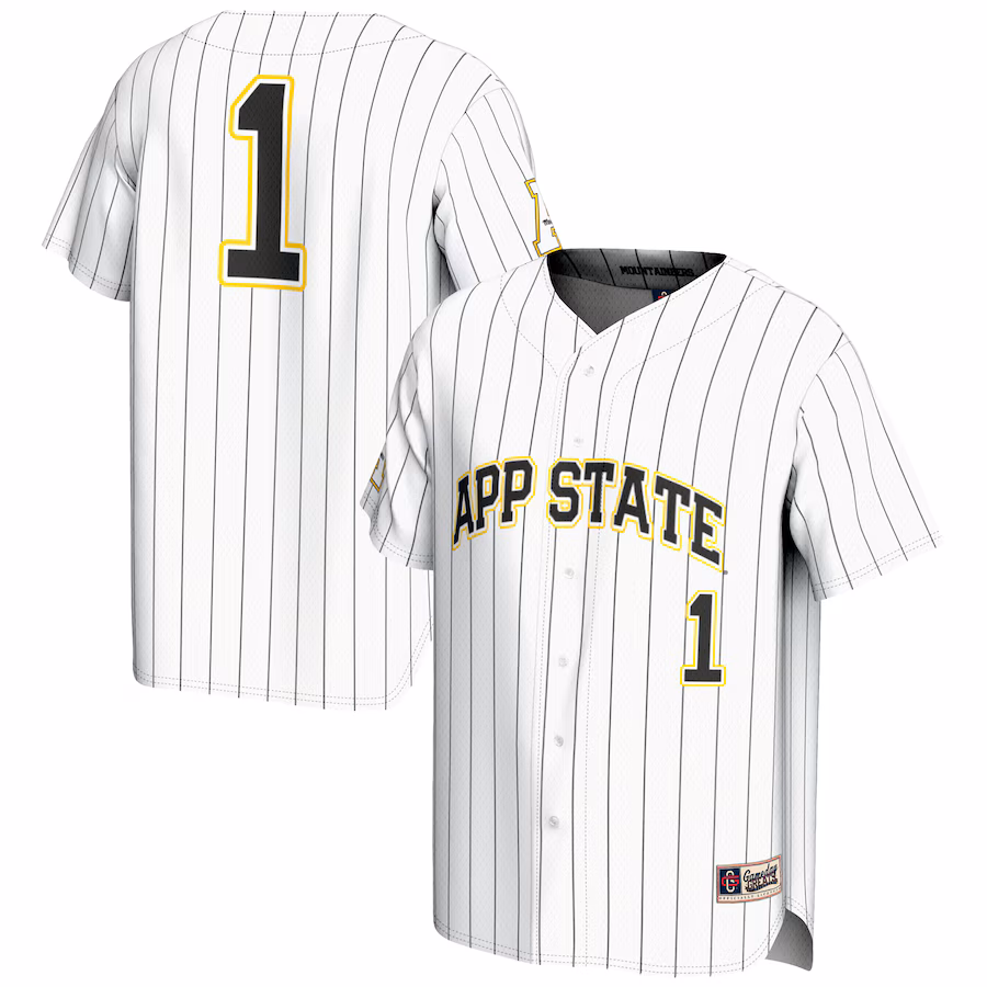 Men's GameDay Greats #1 White Appalachian State Mountaineers Lightweight Baseball Jersey - Puhuasuan