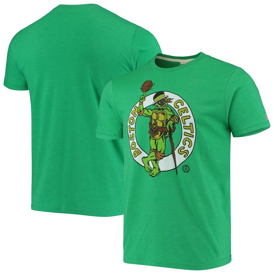 Men's Boston Celtics Homage Kelly Green NBA x Teenage Mutant Ninja Turtles Tri-Blend T-Shirt - Puhuasuan