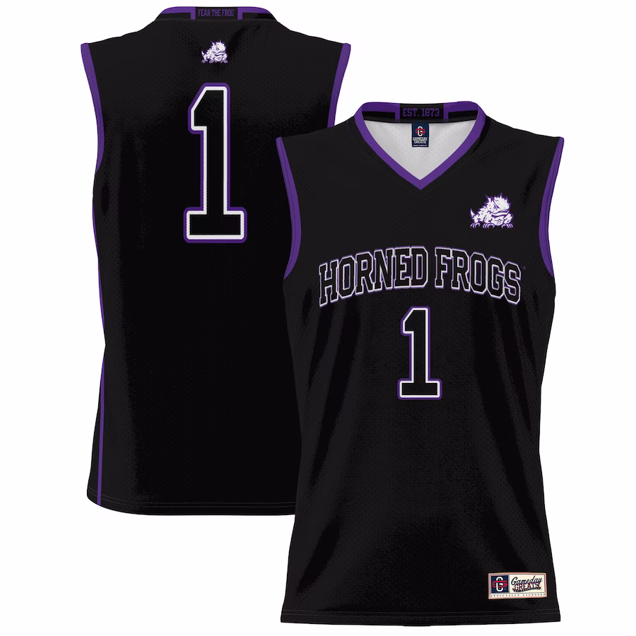 #1 TCU Horned Frogs GameDay Greats Unisex Lightweight Basketball Jersey - Black - Puhuasuan