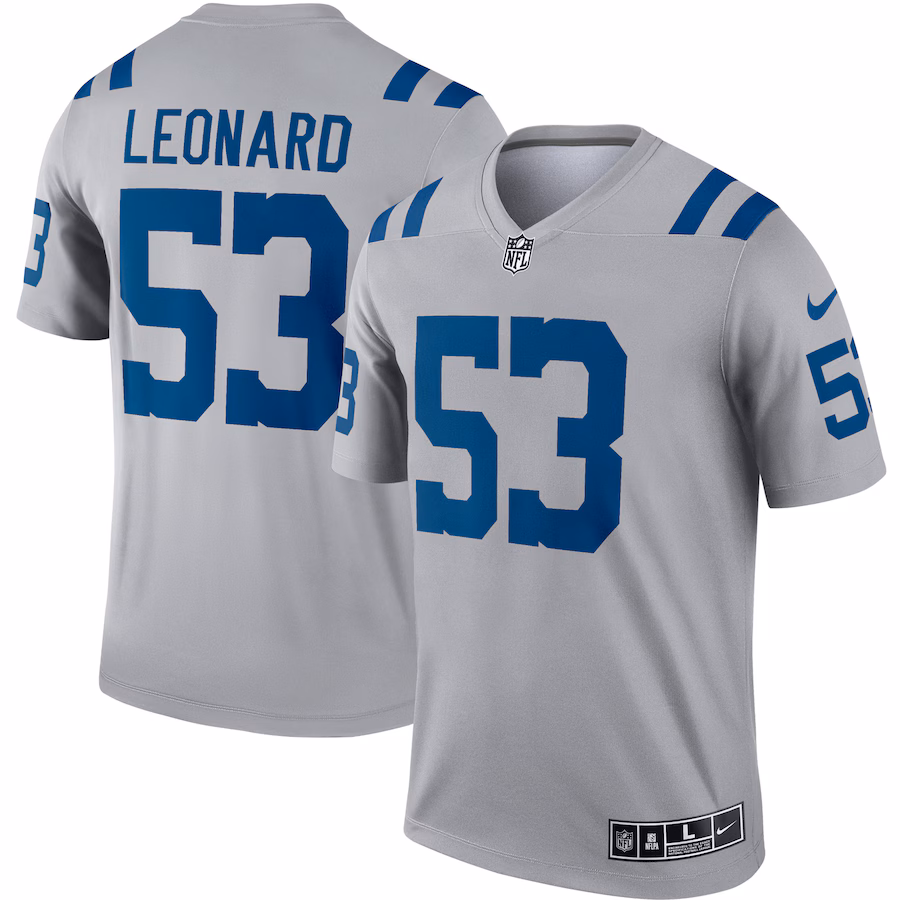 Men's Indianapolis Colts Darius Leonard Nike Gray Inverted Legend Jersey - Puhuasuan