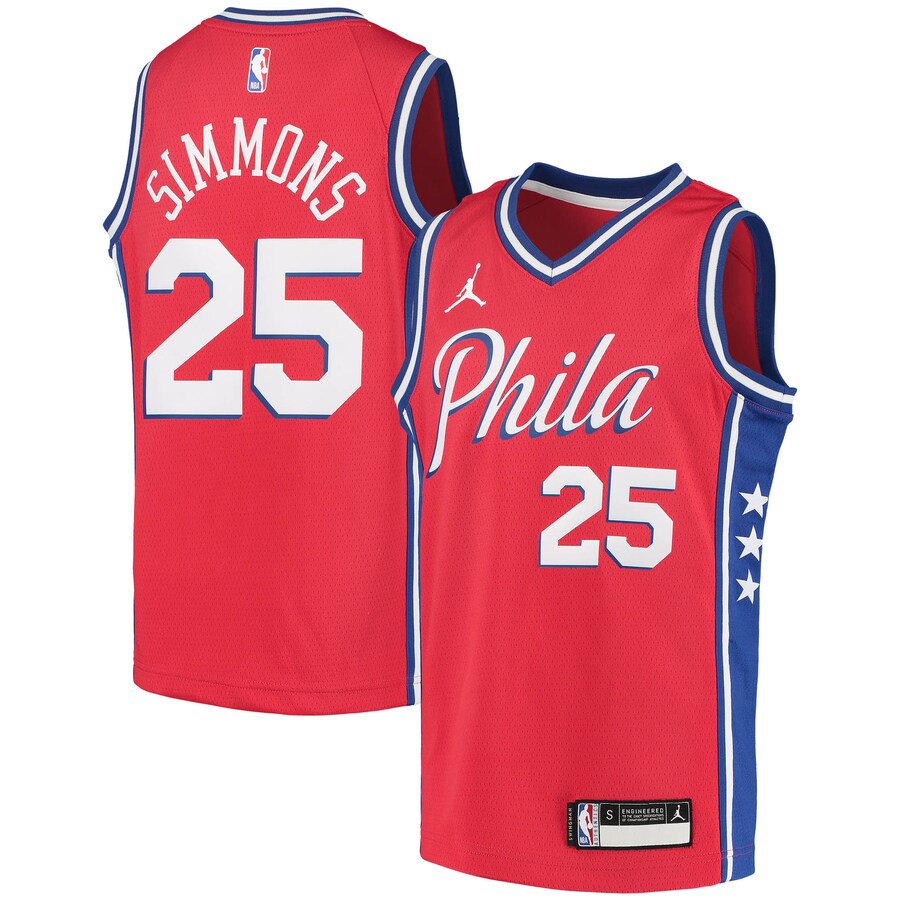 Youth Philadelphia 76ers Ben Simmons Jordan Brand Red 2020/21 Swingman Player Jersey - Statement Edition - Puhuasuan