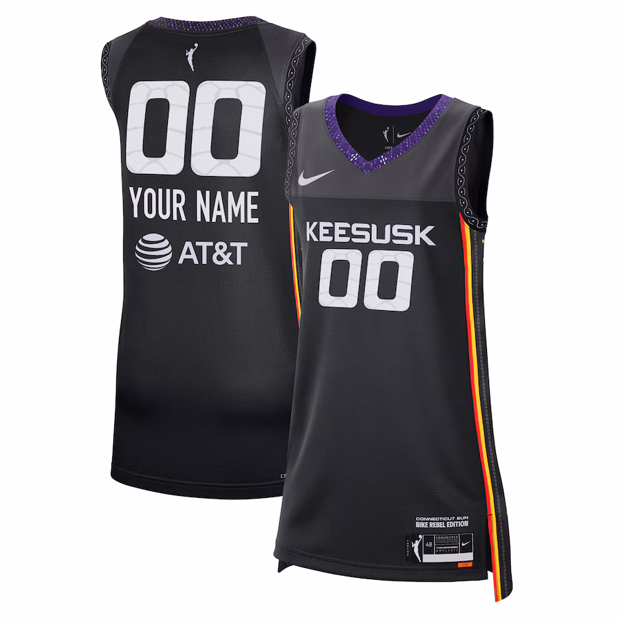 Unisex Connecticut Sun  Nike Black 2024 Rebel Edition Custom Jersey - Puhuasuan