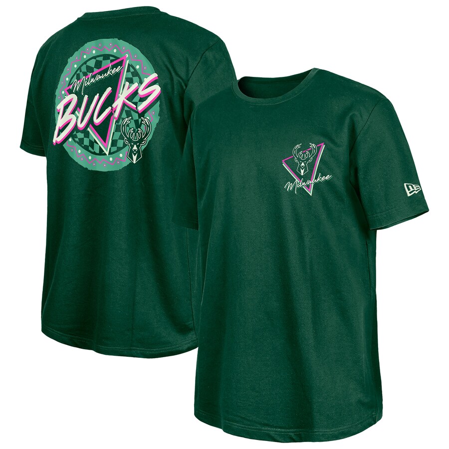 Men's Milwaukee Bucks  New Era Hunter Green Glow-in-the-Dark T-Shirt - Puhuasuan