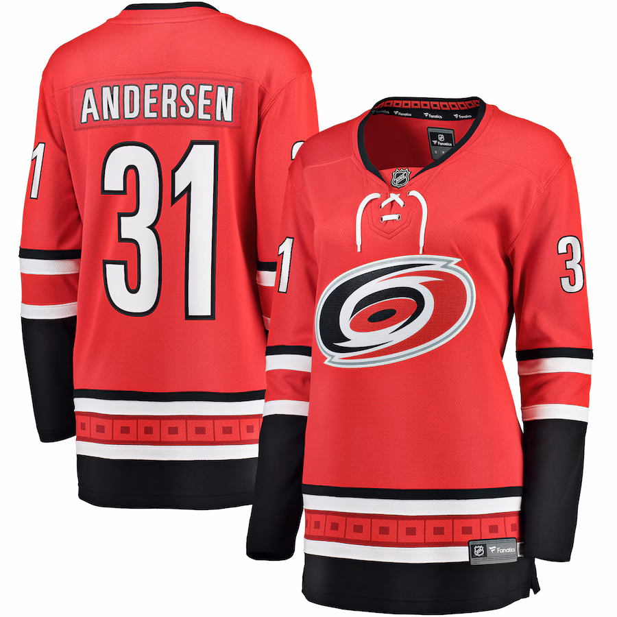 Women's Carolina Hurricanes Frederik Andersen Fanatics Red Alternate Breakaway Player Jersey - Puhuasuan