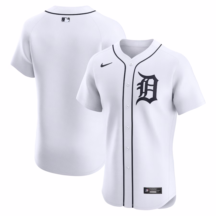 Men's Detroit Tigers Nike White Home Elite Jersey - Puhuasuan