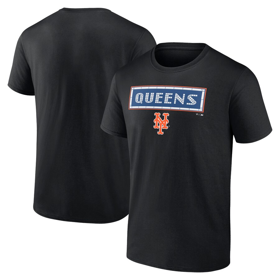 Men's New York Mets Black Queens T-Shirt - Puhuasuan