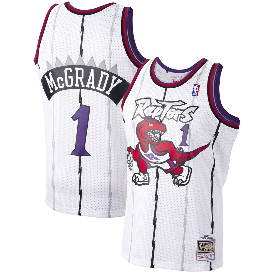 Men's Toronto Raptors Tracy McGrady Mitchell & Ness White 1998/99 Hardwood Classics Swingman Jersey - Puhuasuan