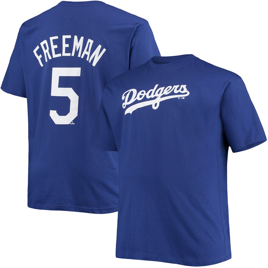 Men's Los Angeles Dodgers Freddie Freeman Royal Big & Tall Name & Number T-Shirt - Puhuasuan