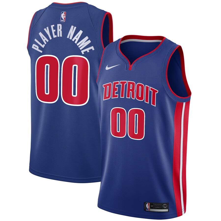 Men's Detroit Pistons Nike Blue Swingman Custom Jersey - Icon Edition - Puhuasuan