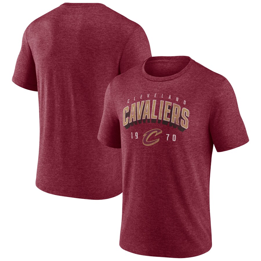 Men's Cleveland Cavaliers  Wine Backboard Tri-Blend T-Shirt - Puhuasuan