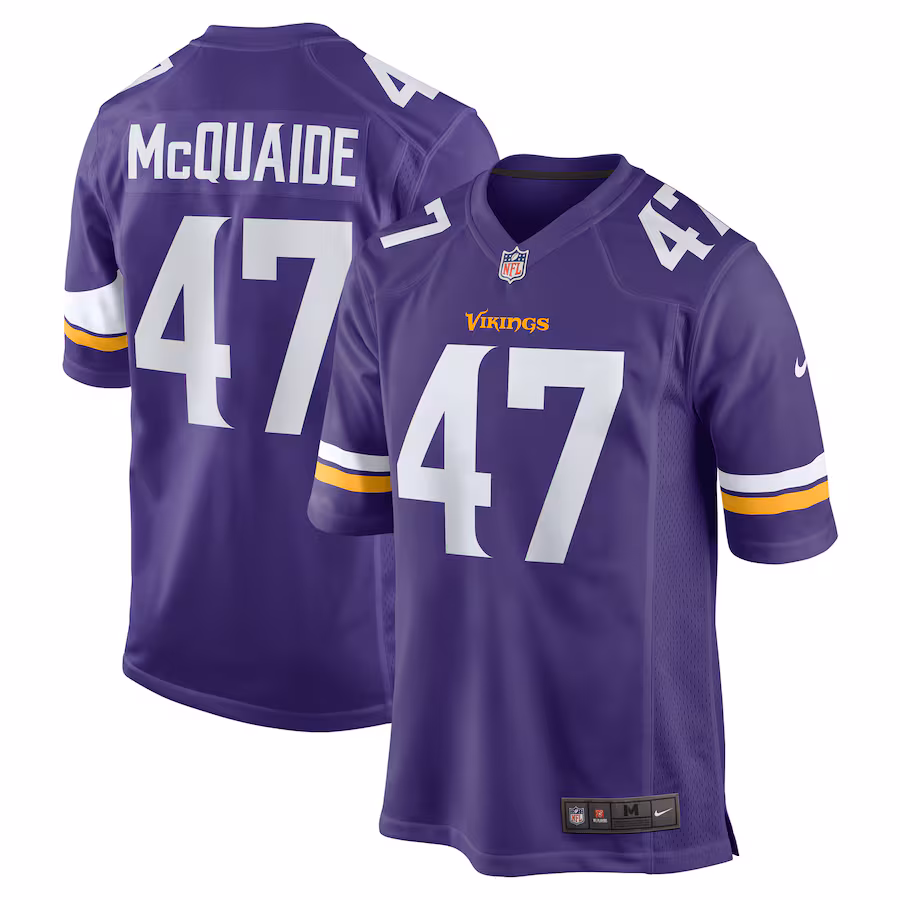 Men's Minnesota Vikings Jake McQuaide Nike Purple Game Jersey - Puhuasuan