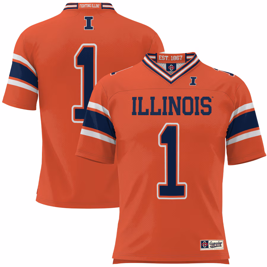 Men's GameDay Greats #1 Orange Illinois Fighting Illini Football Jersey - Puhuasuan