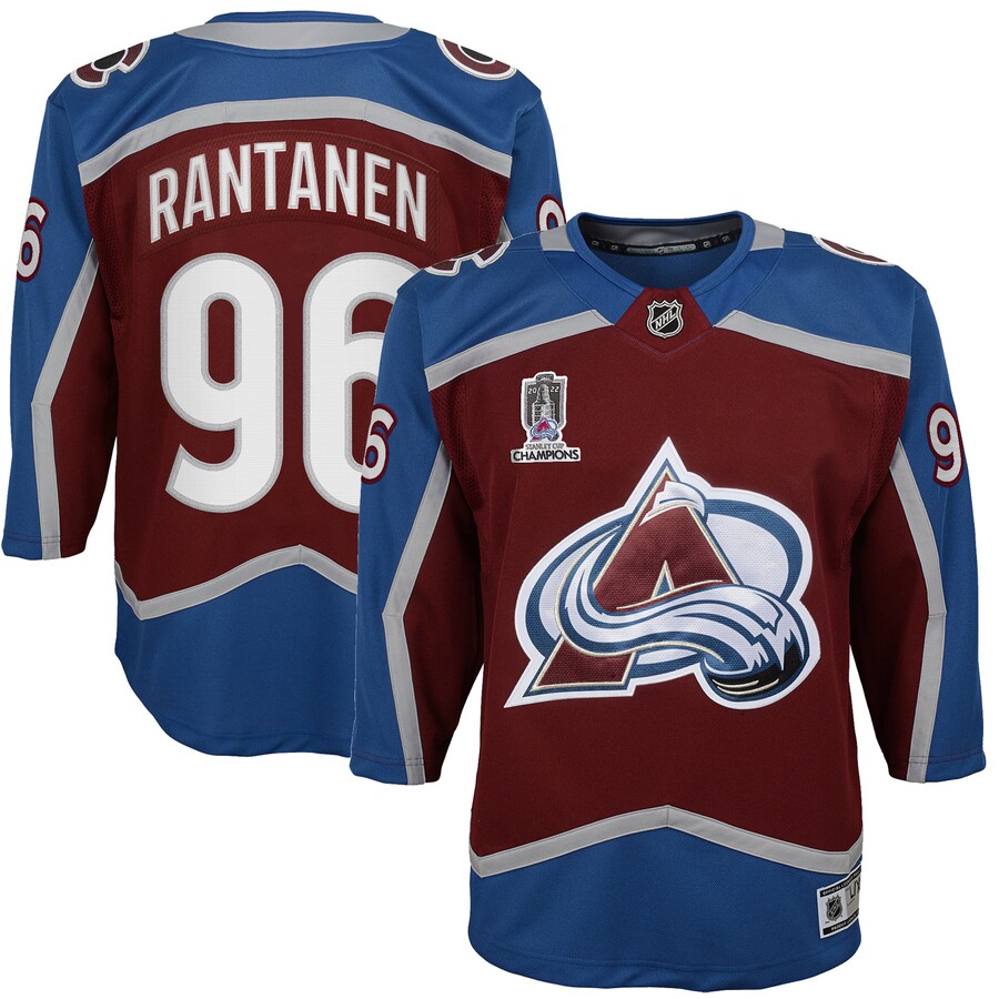 Youth Colorado Avalanche Mikko Rantanen Burgundy Home 2022 Stanley Cup Champions Premier Player Jersey - Puhuasuan