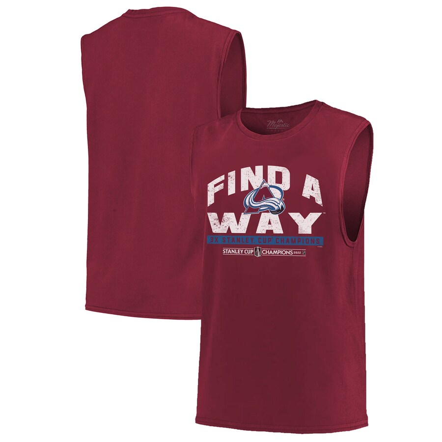 Men's Colorado Avalanche Majestic Threads Burgundy 2022 Stanley Cup Champions Softhand Muscle Tank - Puhuasuan