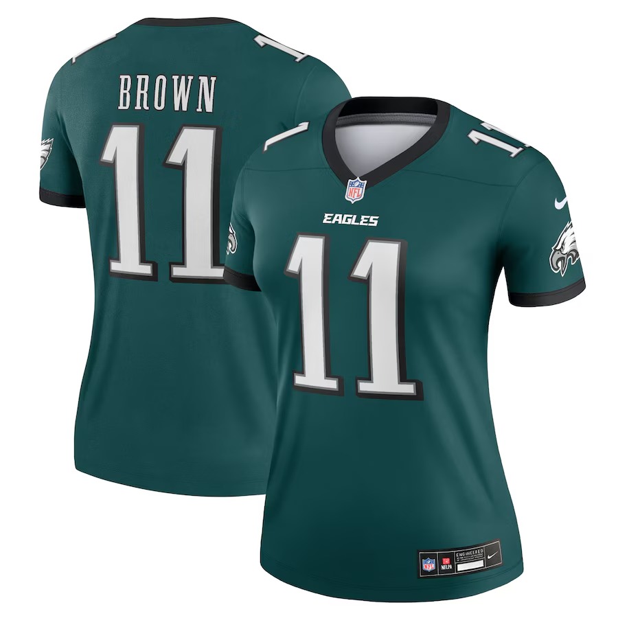 Women's Philadelphia Eagles A.J. Brown Nike Midnight Green Legend Player Performance Top - Puhuasuan