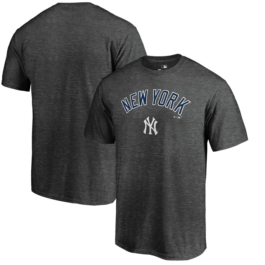 Men's New York Yankees Heathered Charcoal Team Lockup T-Shirt - Puhuasuan