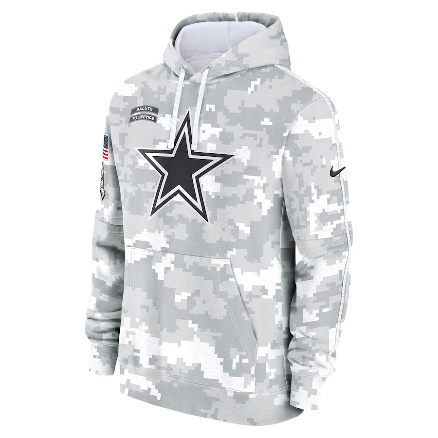 Men's Dallas Cowboys Nike Arctic Camo 2024 Salute to Service Club Fleece Pullover Hoodie - Puhuasuan