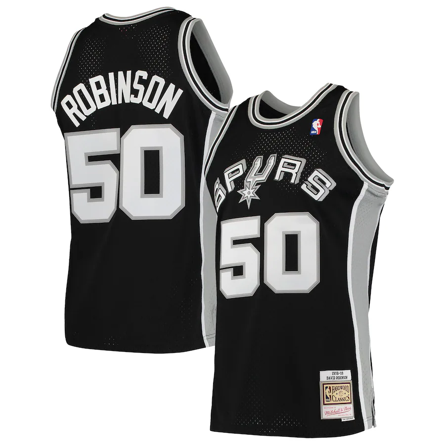 Men's San Antonio Spurs David Robinson Mitchell & Ness Black 1991/92 Hardwood Classics Swingman Jersey - Puhuasuan