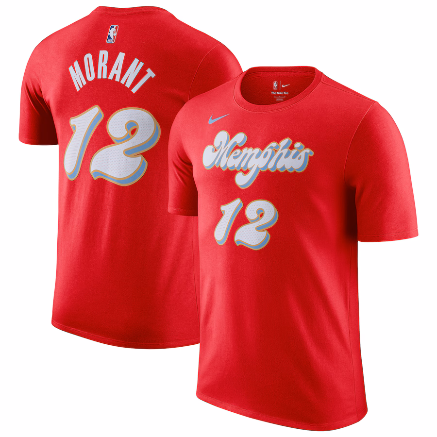 Men's Memphis Grizzlies Ja Morant Nike Red 2024/25 City Edition Name & Number T-Shirt - Puhuasuan