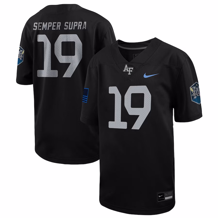 #1 Air Force Falcons Nike Youth 1st Armored Division Old Ironsides Untouchable Football Jersey - Black - Puhuasuan