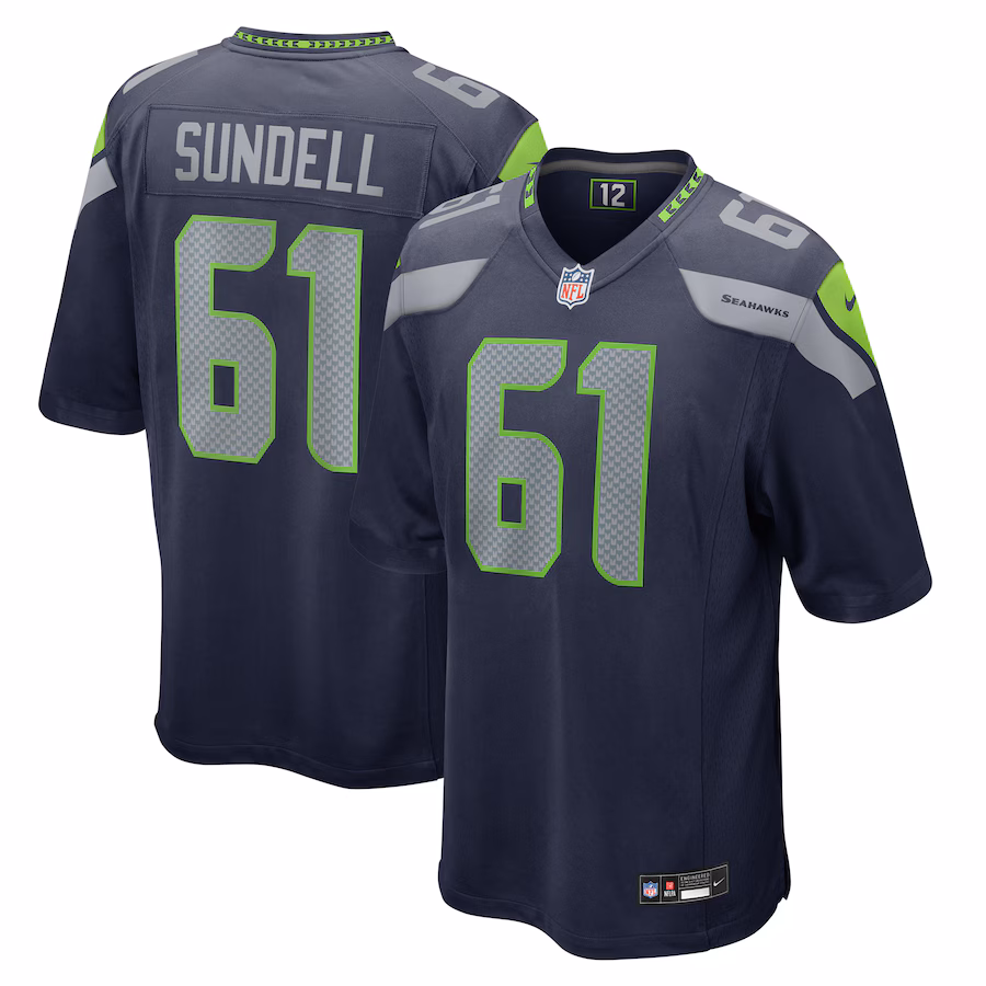 Men's Seattle Seahawks Jalen Sundell Nike College Navy Game Jersey - Puhuasuan