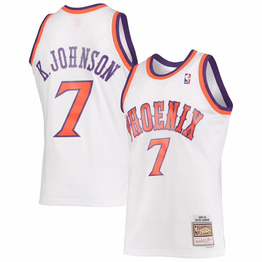Men's Phoenix Suns Kevin Johnson Mitchell & Ness White 1988/89 Hardwood Classics Swingman Jersey - Puhuasuan