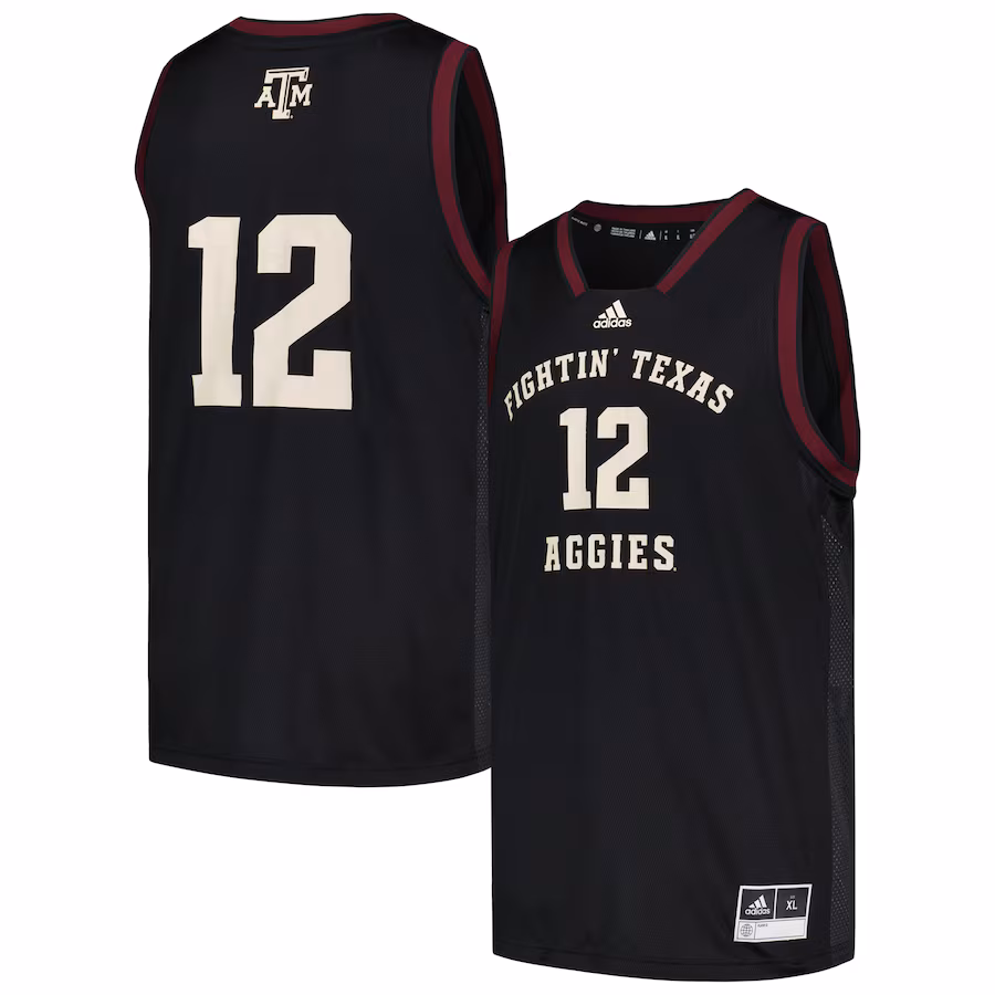 Men's adidas #12 Black Texas A&M Aggies Team Swingman Jersey - Puhuasuan
