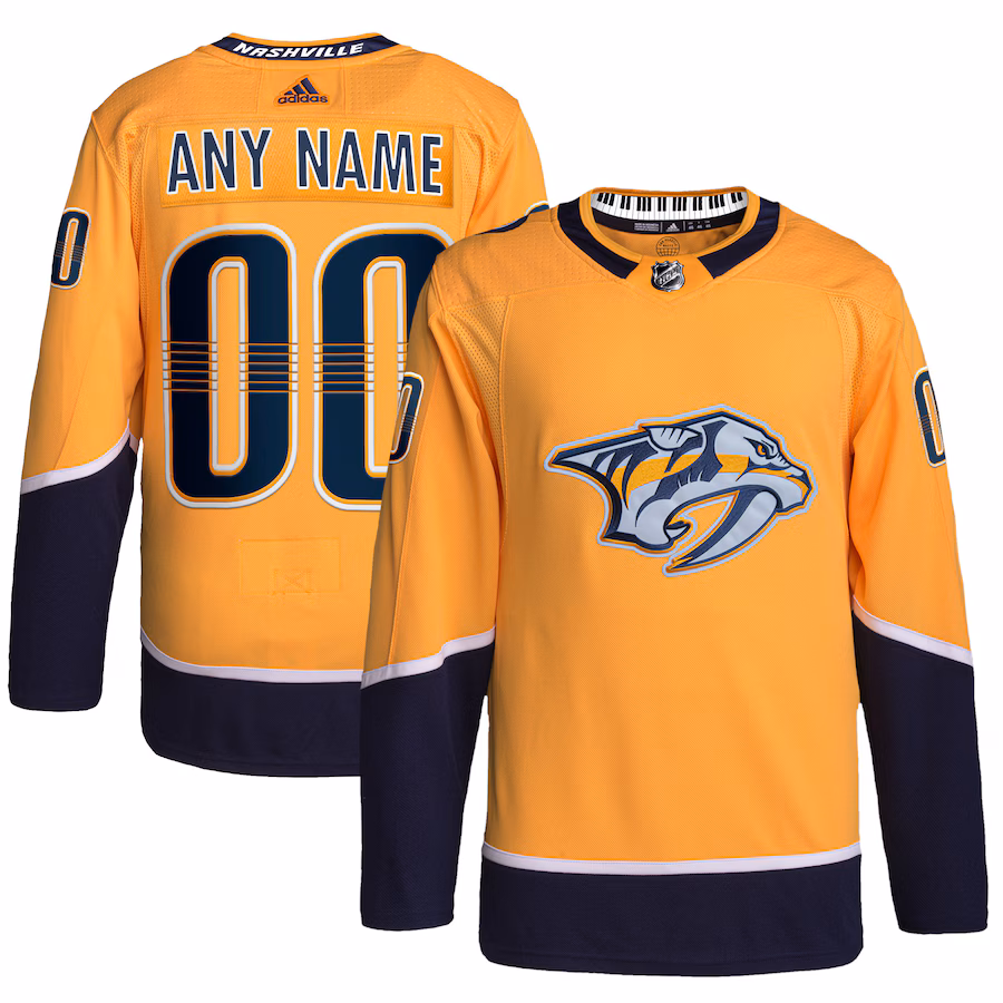Men's Nashville Predators adidas Gold Home Primegreen Authentic Custom Jersey - Puhuasuan