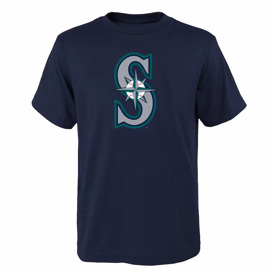 Youth Seattle Mariners Navy Logo Primary Team T-Shirt - Puhuasuan