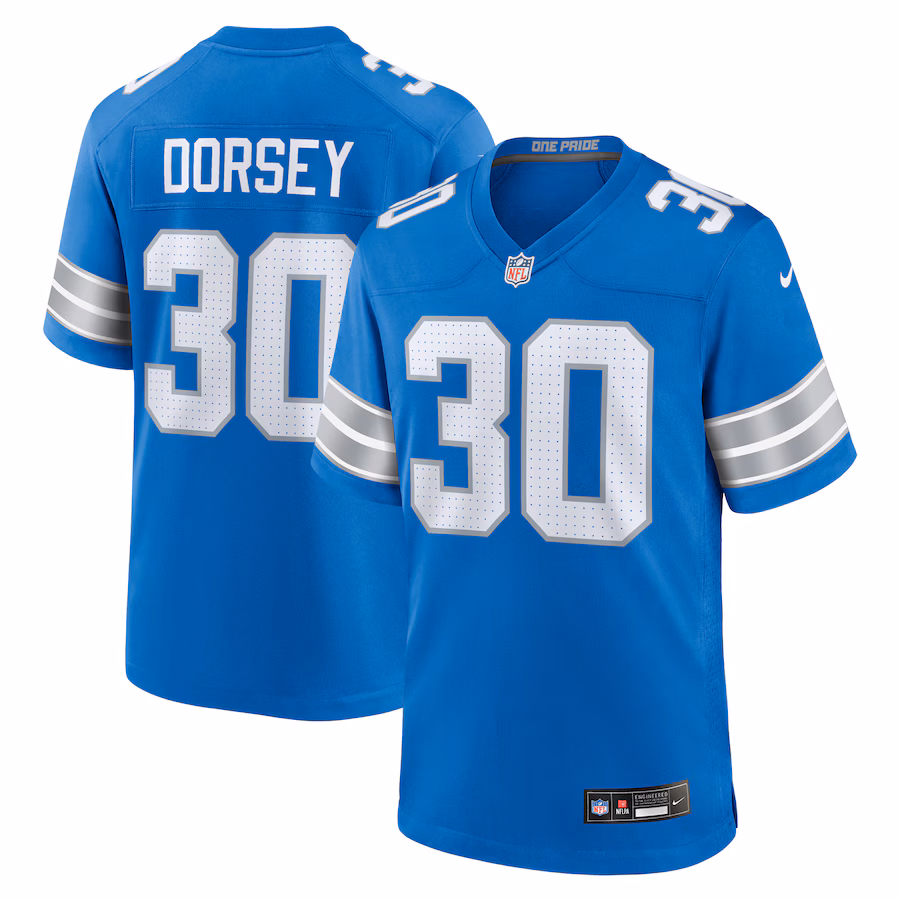 Men's Detroit Lions Khalil Dorsey Nike Blue Team Game Jersey - Puhuasuan