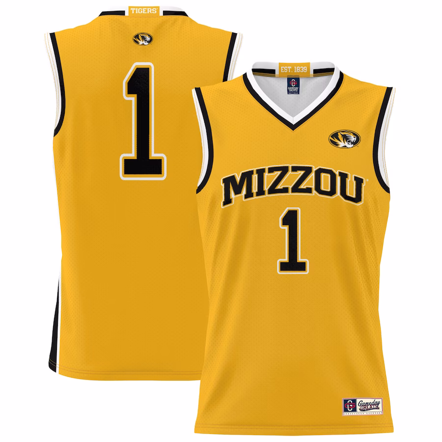 #1 Missouri Tigers GameDay Greats Unisex Lightweight Basketball Jersey - Gold - Puhuasuan