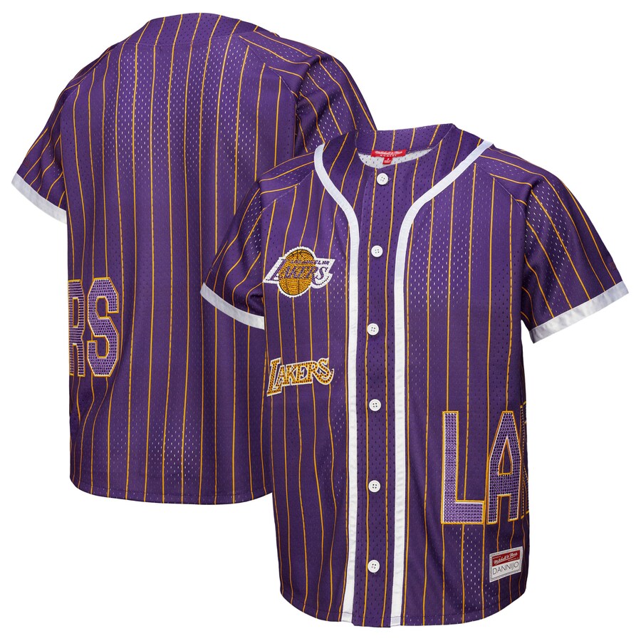 Women's Los Angeles Lakers Mitchell & Ness x DANNIJO Purple Fashion Baseball Jersey - Puhuasuan