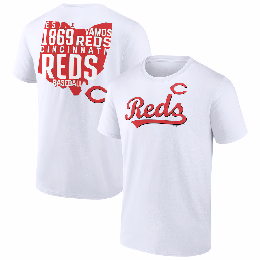 Men's Cincinnati Reds White Hot Shot T-Shirt - Puhuasuan