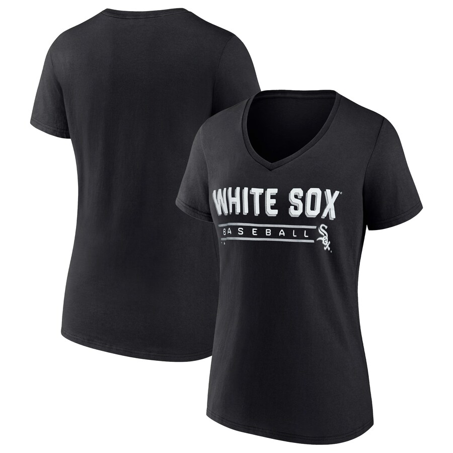 Women's Chicago White Sox Fanatics Black One & Only V-Neck T-Shirt - Puhuasuan