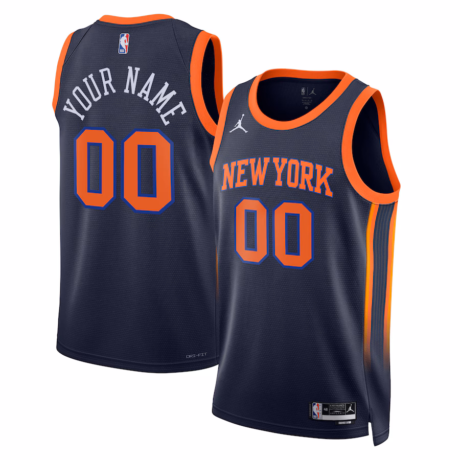 Unisex New York Knicks Jordan Brand Navy 2022/23 Swingman Custom Jersey - Statement Edition - Puhuasuan
