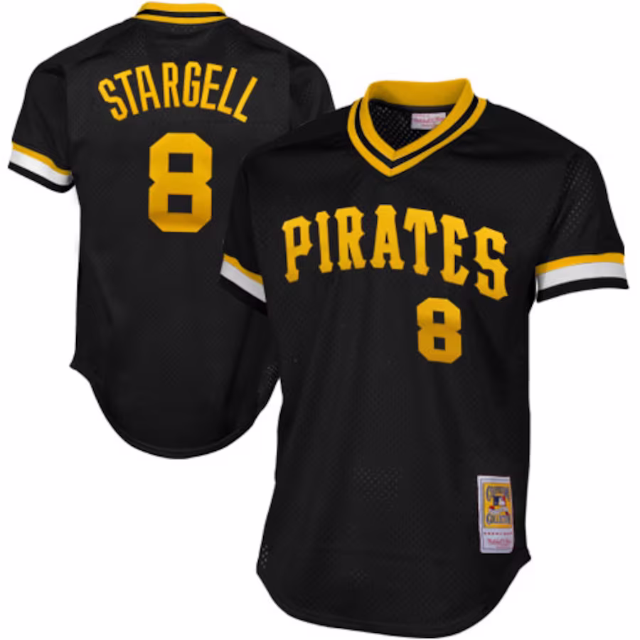 Men's Pittsburgh Pirates Willie Stargell Mitchell & Ness Black 1982 Authentic Cooperstown Collection Mesh Batting Practice Jersey - Puhuasuan