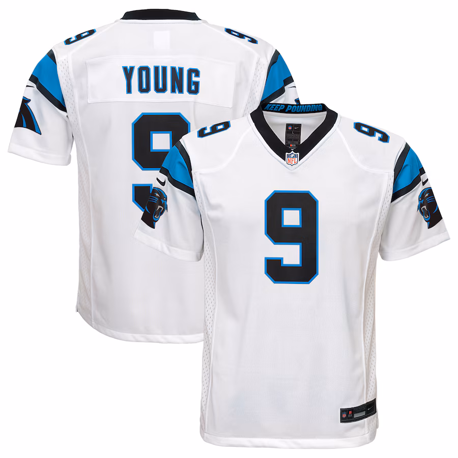 Youth Carolina Panthers Bryce Young Nike White Game Jersey - Puhuasuan