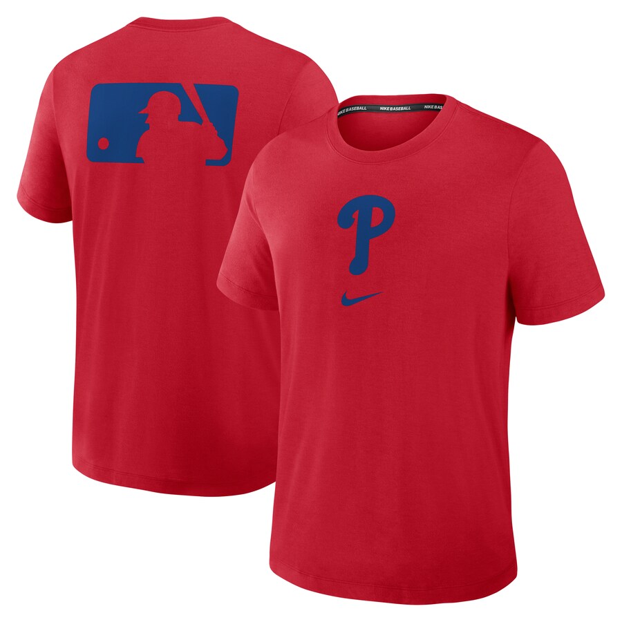 Men's Philadelphia Phillies Nike Red Authentic Collection Early Work Tri-Blend Performance T-Shirt - Puhuasuan