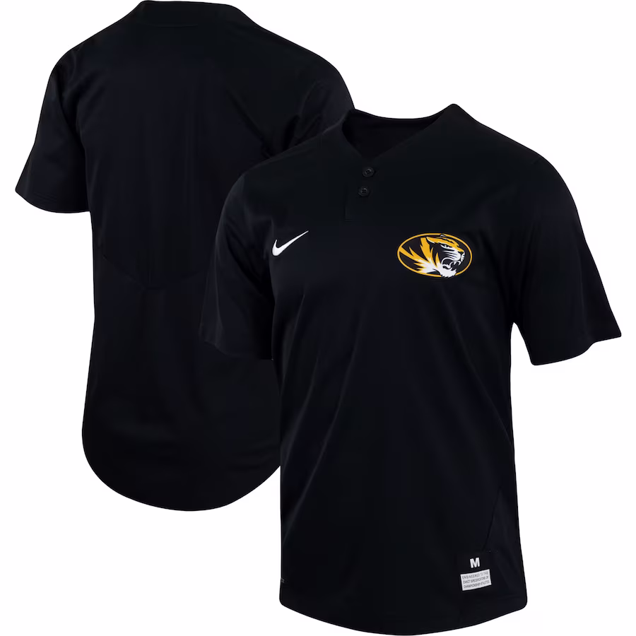 Missouri Tigers Nike Two-Button Replica Baseball Jersey - Black - Puhuasuan