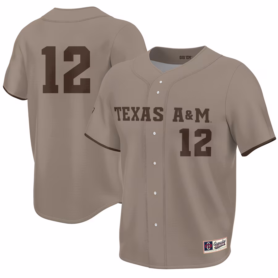 Texas A&M Aggies GameDay Greats Corps of Cadet Lightweight Baseball Jersey - Khaki - Puhuasuan