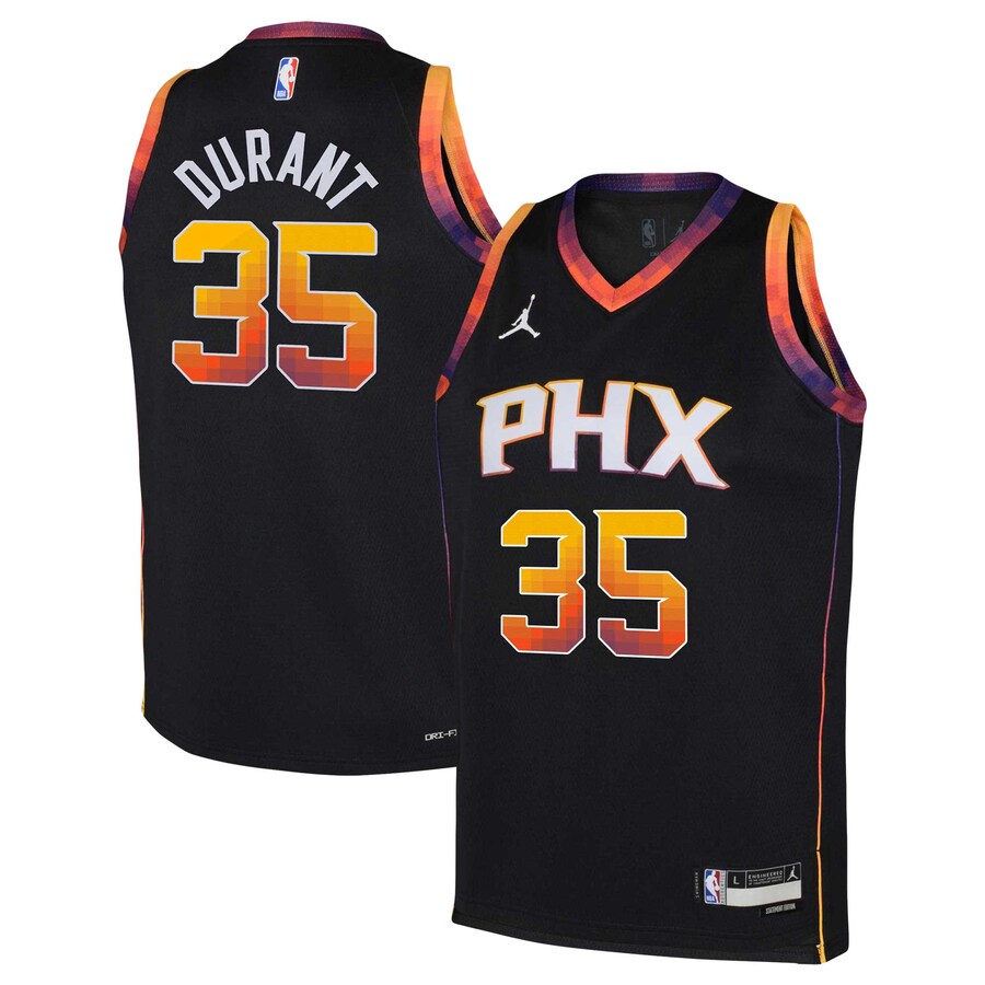 Youth Phoenix Suns Kevin Durant Jordan Brand Black 2022/23 Swingman Jersey - Statement Edition - Puhuasuan