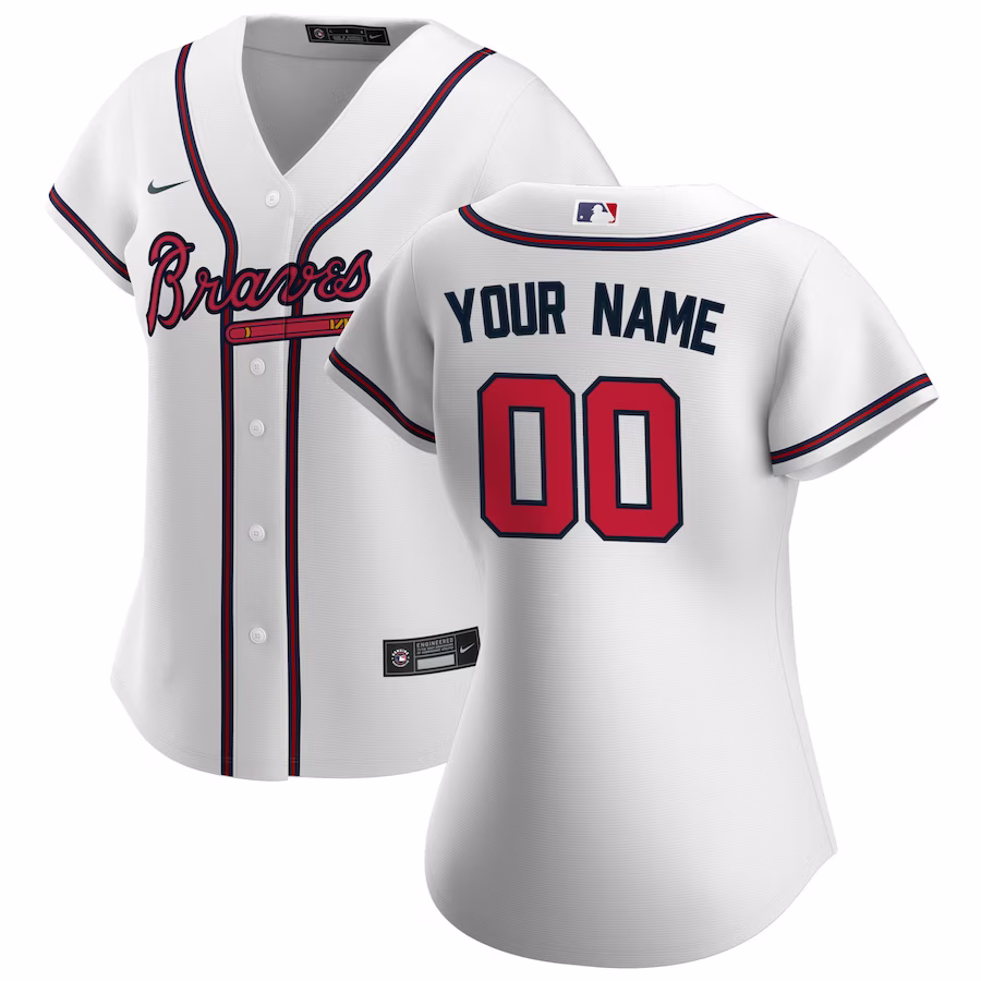 Women's Atlanta Braves Nike White Home Replica Custom Jersey - Puhuasuan