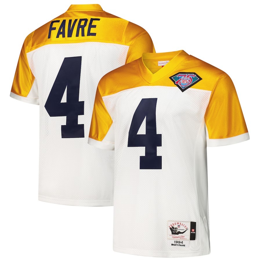 Men's Green Bay Packers 1994 Brett Favre Mitchell & Ness White Authentic Throwback Retired Player Jersey - Puhuasuan