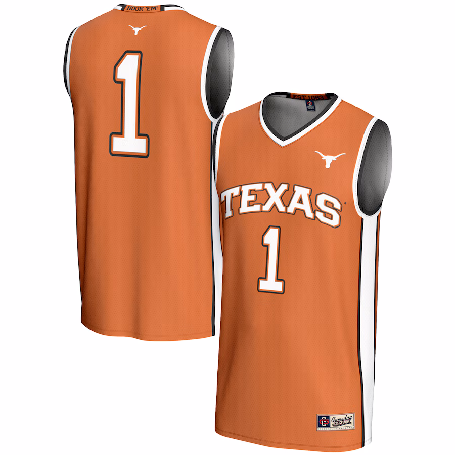 Youth GameDay Greats #1 Texas Orange Texas Longhorns Lightweight Collegiate Basketball Jersey - Puhuasuan