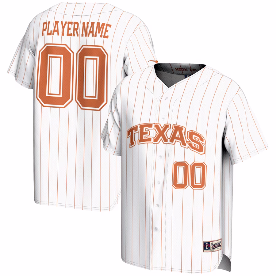 Texas Longhorns GameDay Greats NIL Pick-A-Player Lightweight Baseball Jersey - White - Puhuasuan