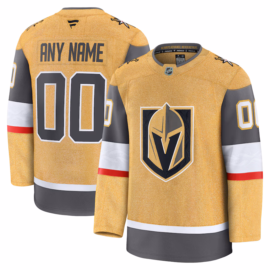 Men's Vegas Golden Knights Fanatics Gold Home Premium Custom Jersey - Puhuasuan